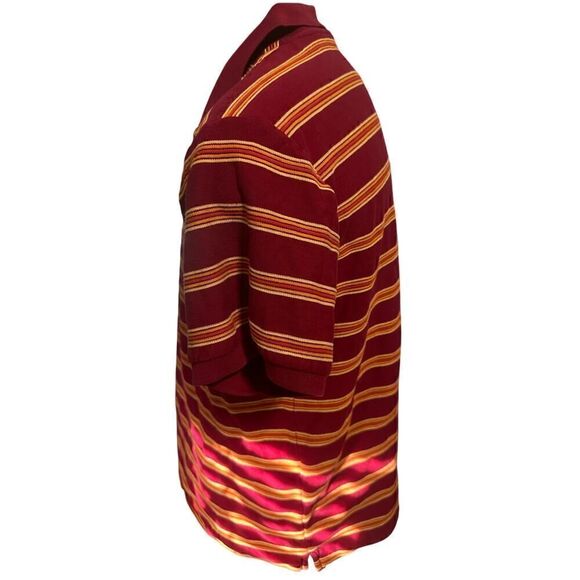 Le Tigre Mens XL Red/Orange Short Sleeve Striped Polo - Picture 2 of 5